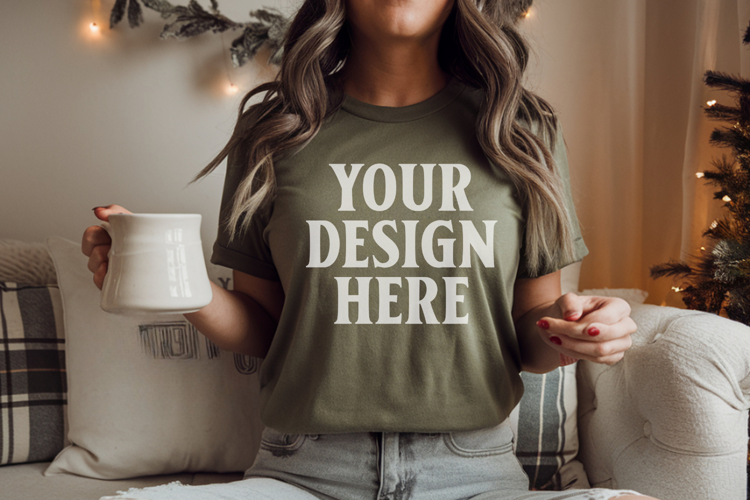 Comfort Colors 1717 Island Green Christmas T-Shirt Mockup, B