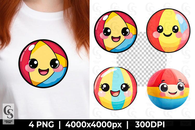 Kawaii Beach Ball Cute Toy Clipart Sublimation PNG