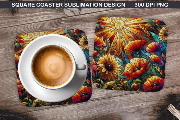 Flowers Coaster Sublimation, Spring Coaster PNG Design