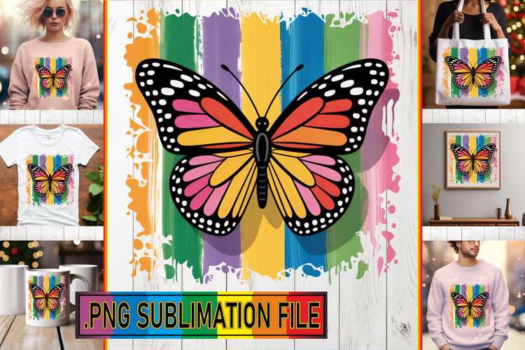 VIBRANT Sublimation Art for TSHIRTS, Butterfly