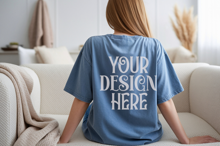 Blue jean Comfort Colors C1717 Shirt Mockup, CC 1717 T-shirt