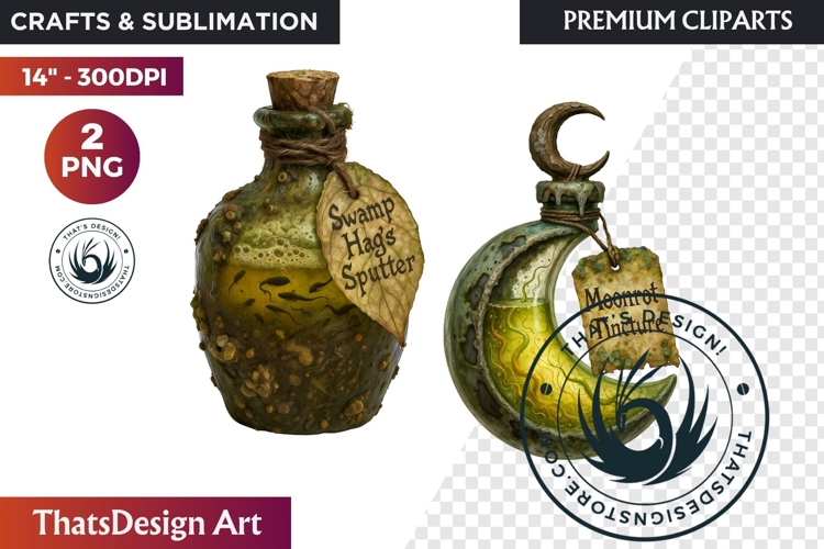 Halloween Hags Potions PNG Clipart spooky gothic bottle