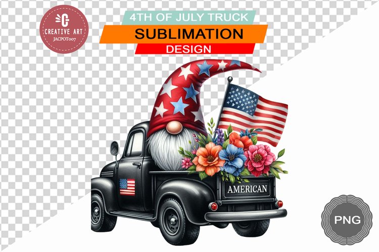 4th Of July Truck - Sublimation 4th of July PNG
