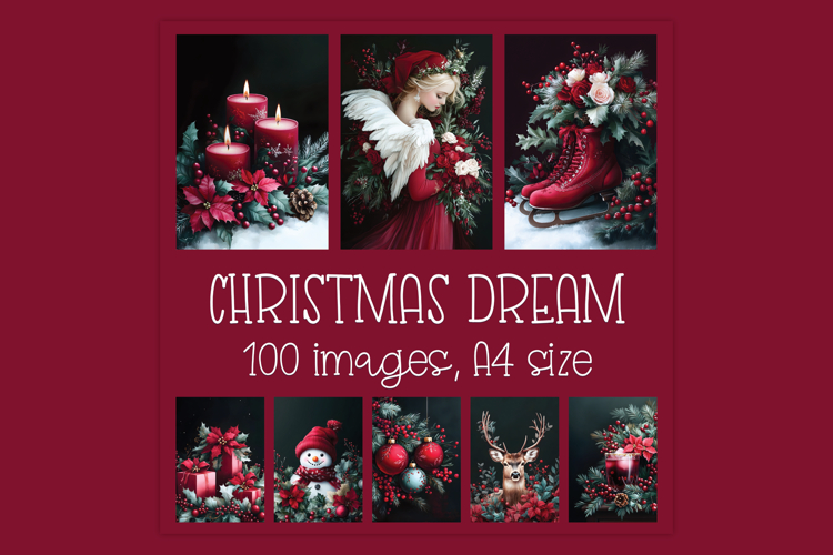 Burgundy Christmas for Card Making, Journals, Crafts, Covers