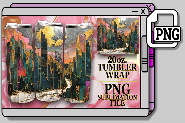 Golden Bliss: 3D Sublimation Tumbler Wrap 20oz example image 1