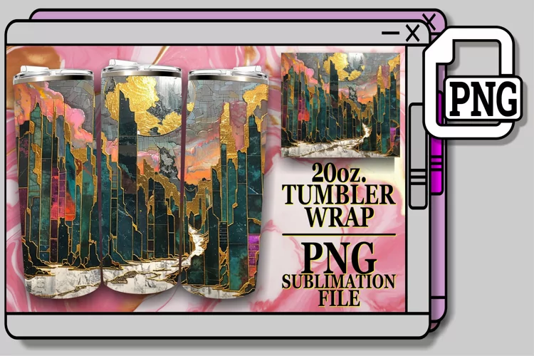 Golden Bliss: 3D Sublimation Tumbler Wrap 20oz