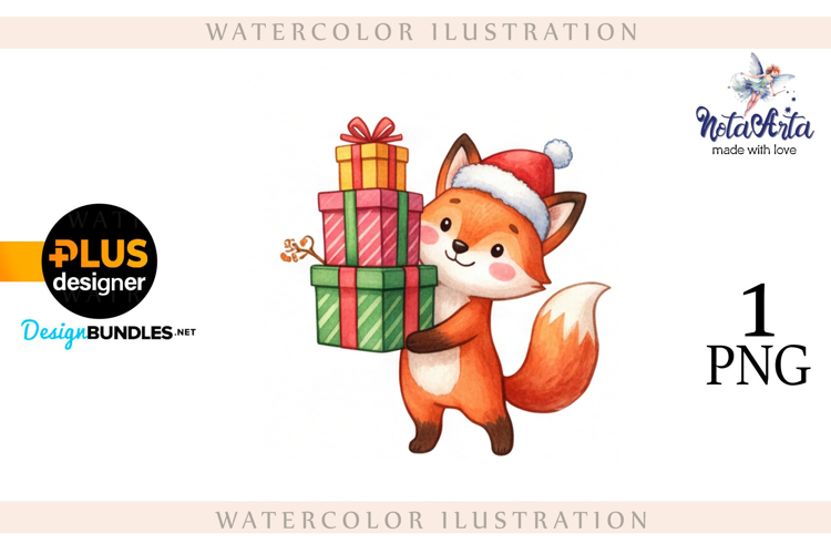 Illustration of a cute Christmas fox