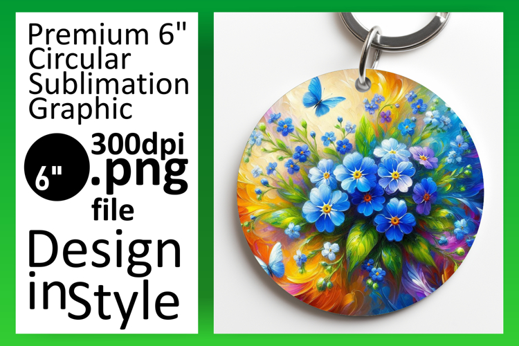 Dynamic Keychain Circle Design Artwork , Flowers