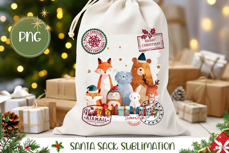 Christmas Animals Santa Sack, Christmas Animals Gift Bag