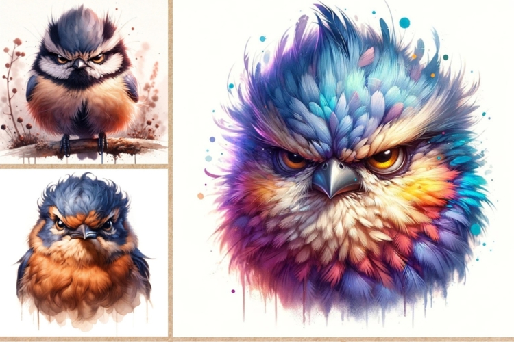 Angry Grumpy Birds Clipart Bundle | 13 JPEG Files