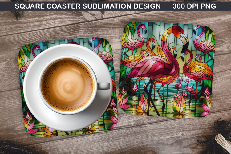 Flamingo Coaster Sublimation, Summer Coaster PNG Design