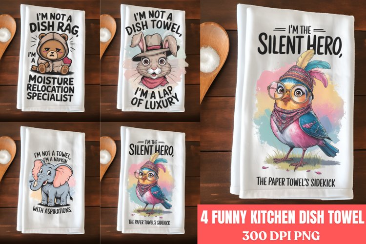 Funny Kitchen Dish Towel Sublimation PNG