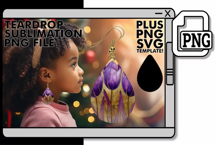 Flower Finesse Teardrop Earring Sublimation - Chic Pattern