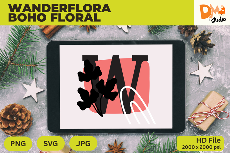 Wanderflora Boho Floral Monogram