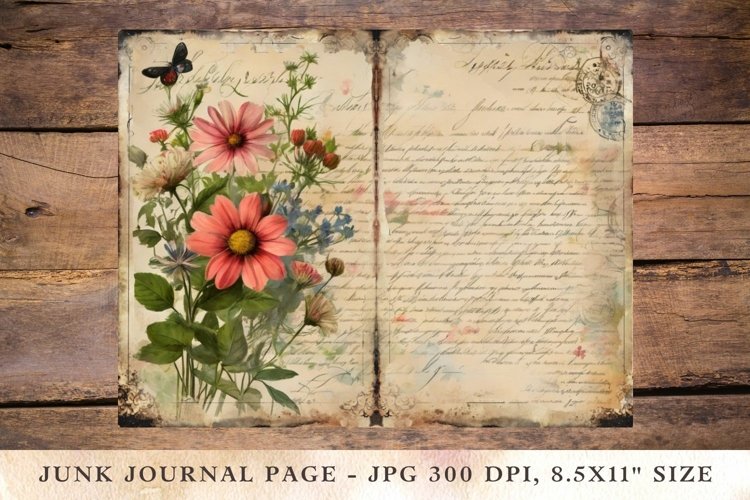 Printable Junk Journal Pages wildflower 24 example image 1
