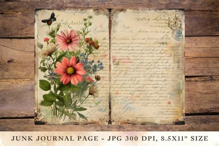 Printable Junk Journal Pages wildflower 24