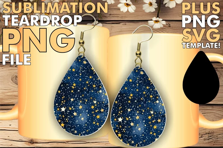 Glittering Constellations: Star Pattern Sublimation Earrings
