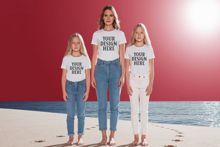 Bella Canvas 3001 Family Group T-Shirt Mockup