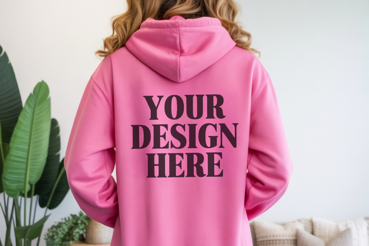 Pink Gildan 18500 Hoodie Mockup ,Cozy Unisex Sweatshir