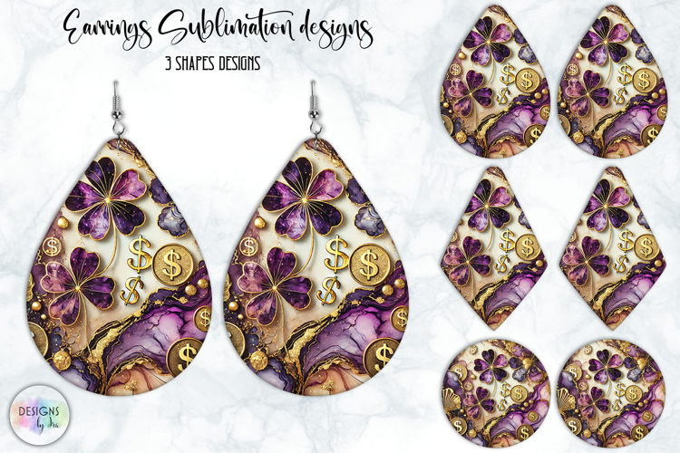 St. Patrick’s Day Earrings Sublimation, Lucky Clover Art