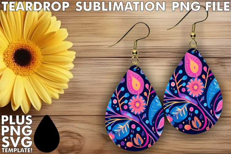 Sublimation Symphony: Teardrop Earring Showcase