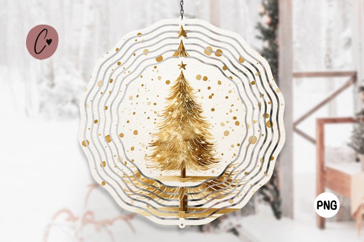Golden Christmas Tree Wind Spinner