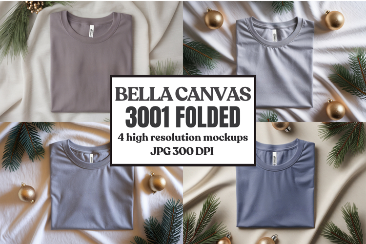 Christmas Bella Canvas 3001 Folded Tshirt Mockup