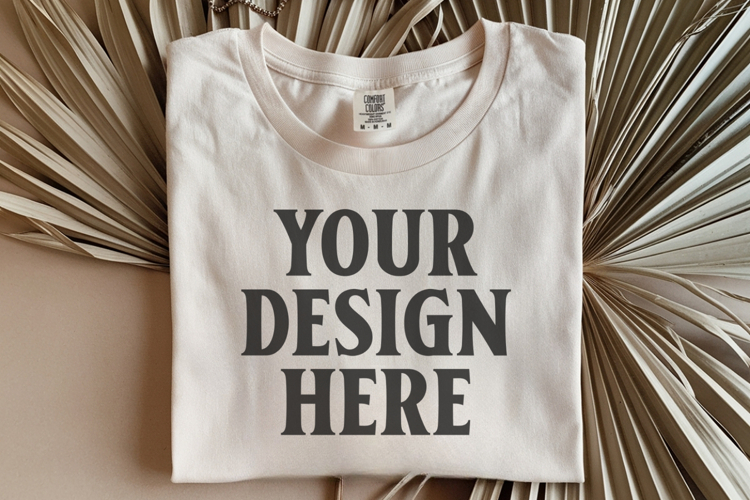 Ivory Comfort Colors 1717 Folded Tshirt Mockups