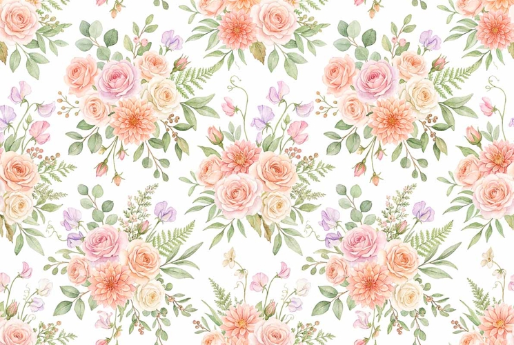 Watercolor Seamless Floral Pattern Mothers Day