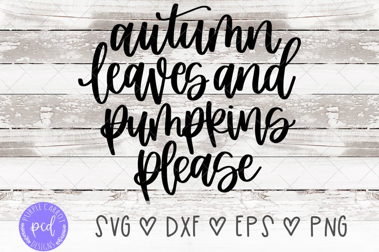 Autumn Leaves and Pumpkins Please Hand-Drawn Cut File example image 1