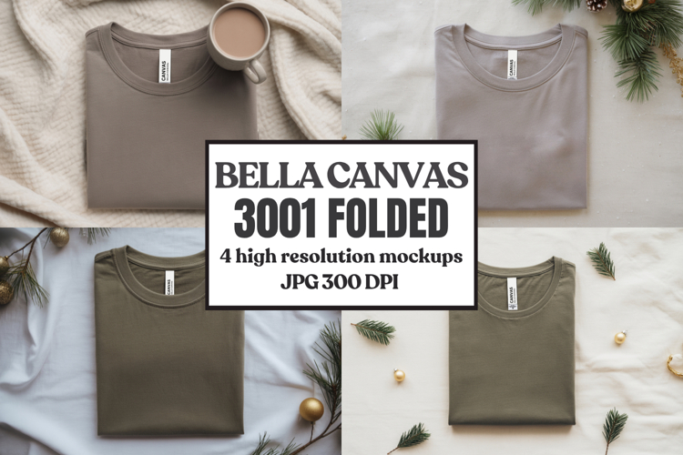 Christmas Bella Canvas 3001 Folded Tshirt Mockup