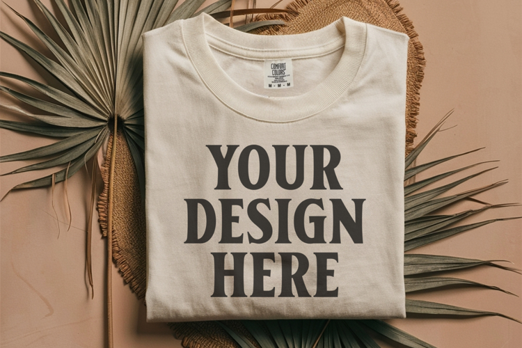 Ivory Comfort Colors 1717 Folded Tshirt Mockups