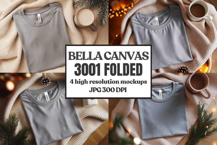 Christmas Bella Canvas 3001 Folded Tshirt Mockup
