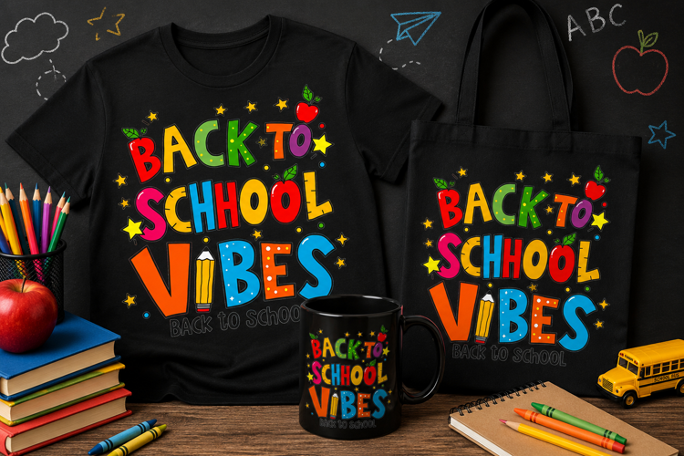 Back to School Vibes PNG, Colorful Teacher School Design