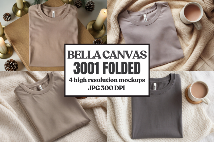 Christmas Bella Canvas 3001 Folded Tshirt Mockup