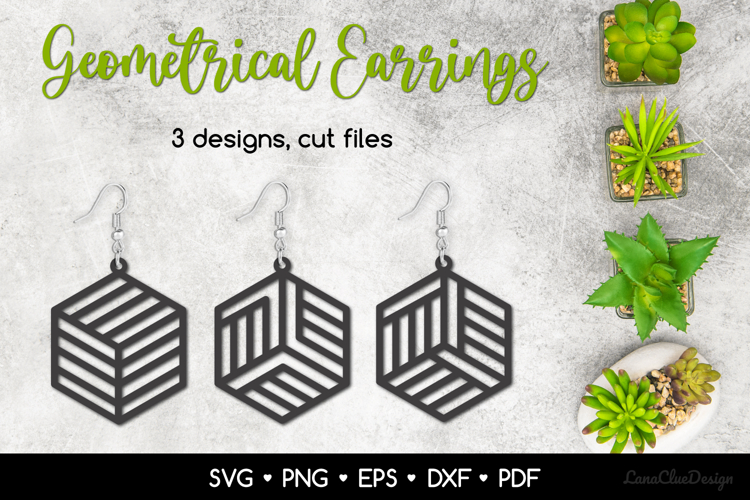 Modern Geometric Earrings SVG, Abstract Jewelry Template