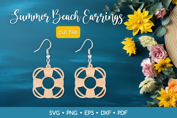 Summer Beach Earring SVG, Jewelry Laser Cut Template