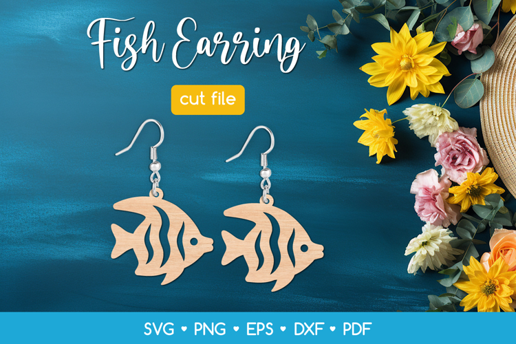 Fish Earring SVG Laser Cut File, Summer Beach Jewelry Templa