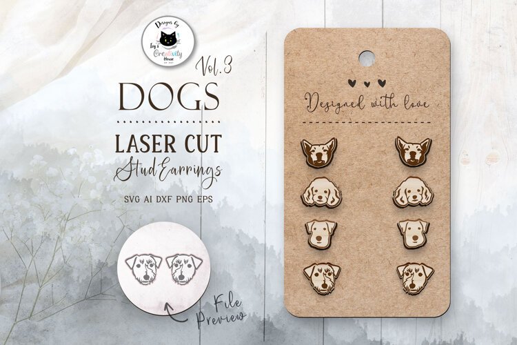 Dog Stud Earrings Vol.3 | Laser Cut Pet Jewelry example image 1