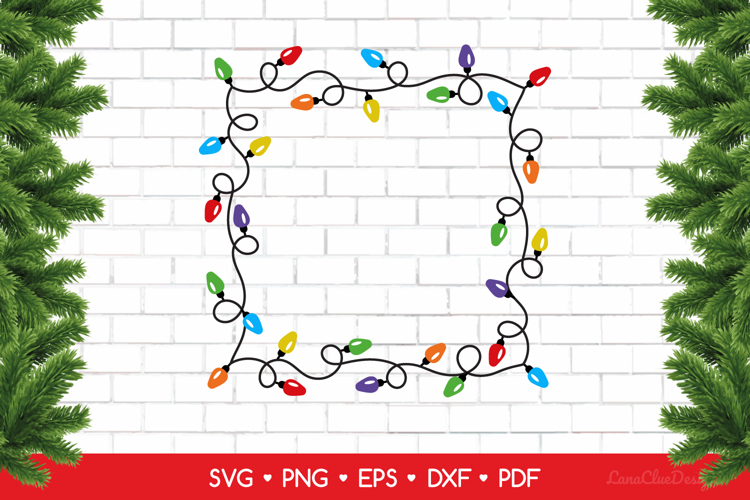 Square Lightbulb Garland Frame SVG, Christmas Lights