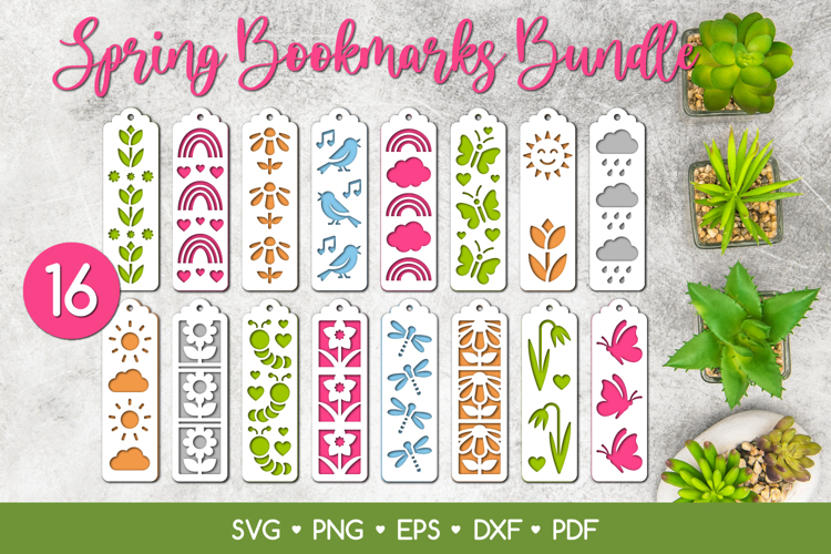 Two Layered Spring Bookmarks SVG Bundle, Spring Papercut