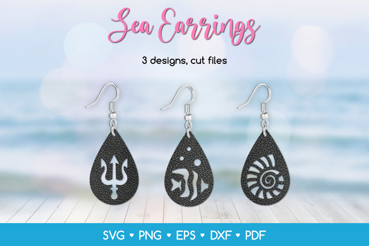 Nautical Teardrop Earrings SVG, Ocean Jewelry Laser Cut File