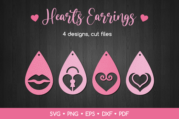 Teardrop Heart Earrings SVG, Valentines Day Jewelry