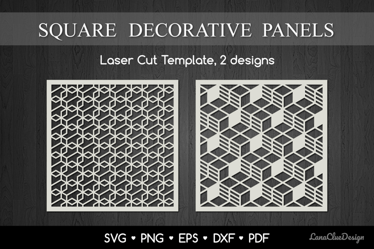 2 Square Wall Art Panels with Abstract Geometric Pattern SVG