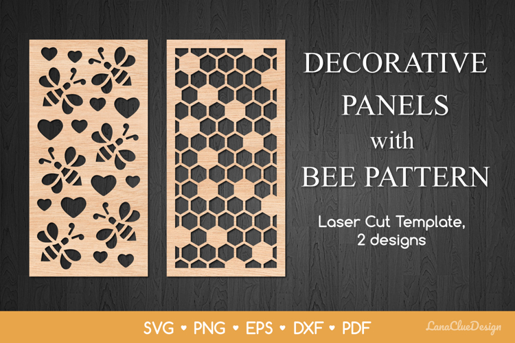 Decorative Vertical Panels with Bee Pattern SVG Laser Cut