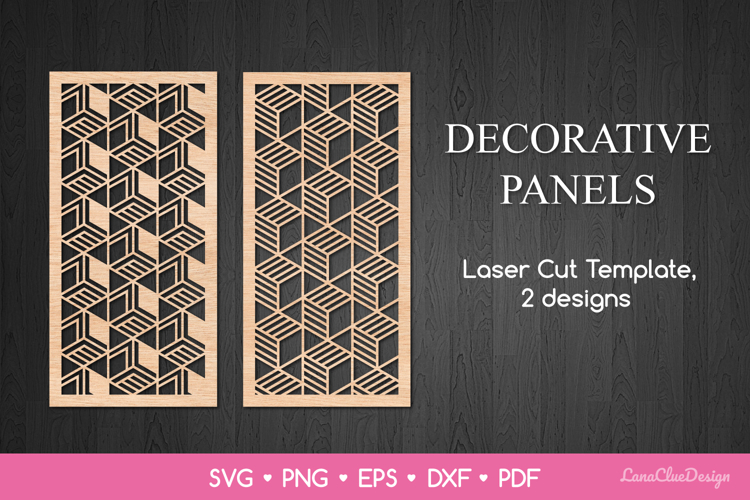 Geometrical Vertical Panels SVG, Laser Cut Template DXF