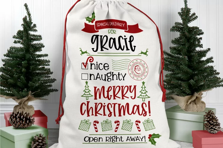 Santa Sack SVG, Santa Tag SVG