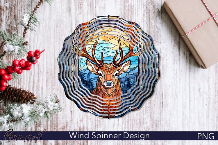 Stained Glass Wind Spinner | New Year Design | Forest Deer