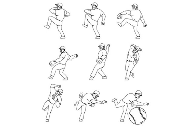 American Baseball Pitcher Throwing Ball Complete Set example image 1