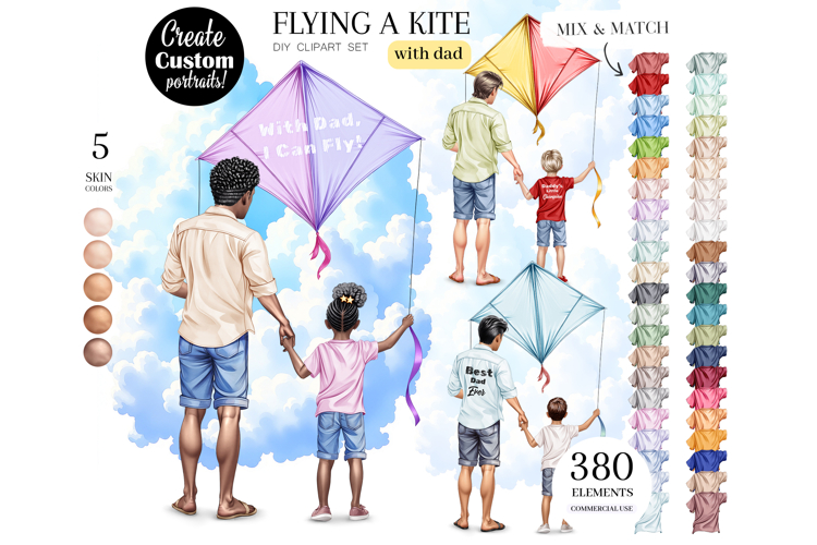 Flying a Kite Clipart Portrait Creator